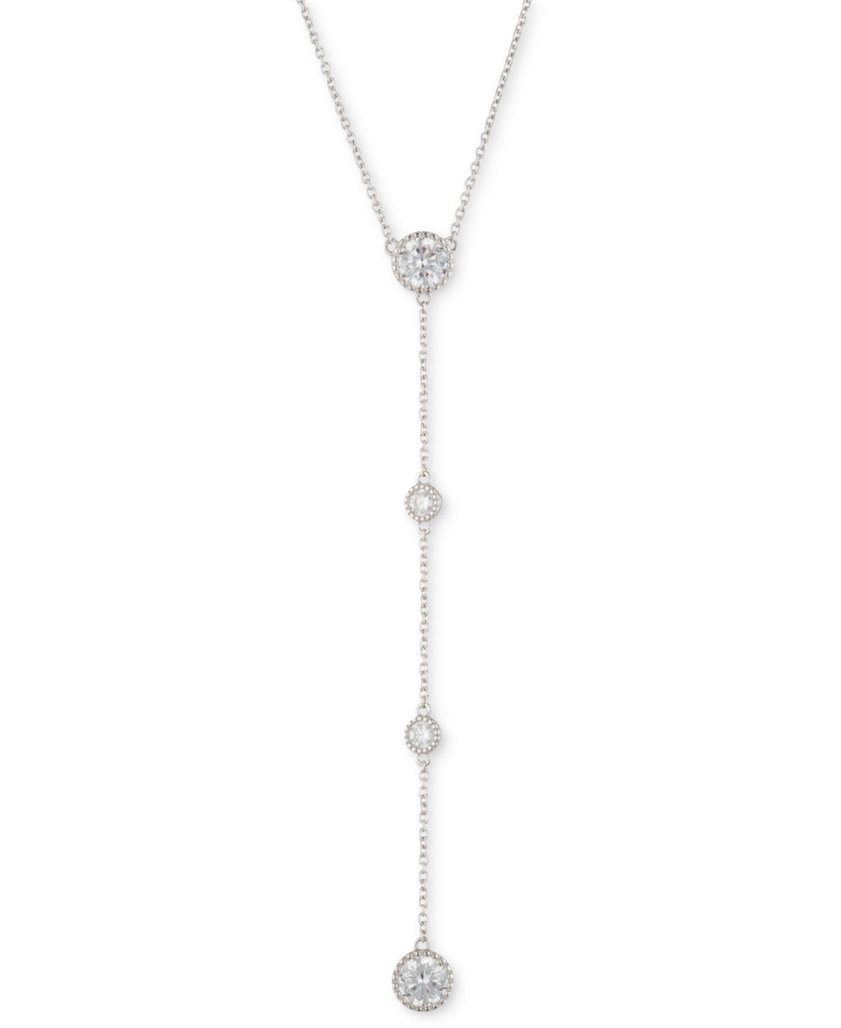 Ralph Lauren Sterling Silver Cubic Zirconia Lariat Necklace, 16" + 3" Extender