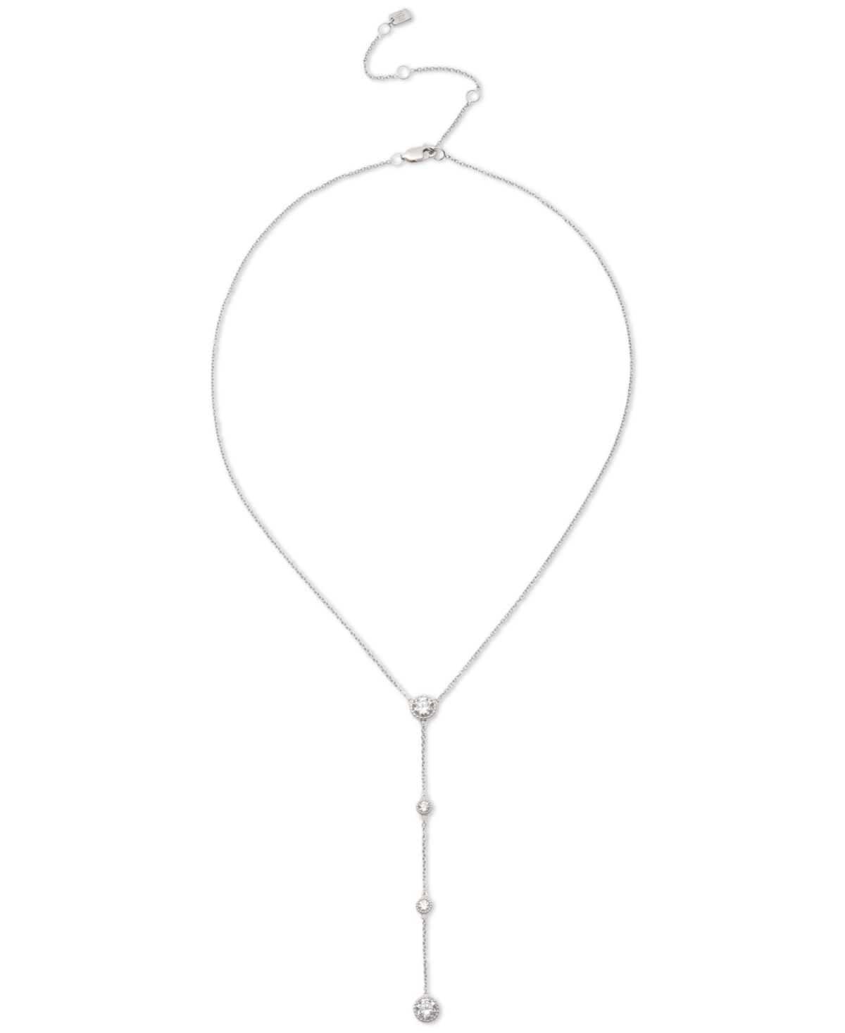Ralph Lauren Sterling Silver Cubic Zirconia Lariat Necklace, 16" + 3" Extender