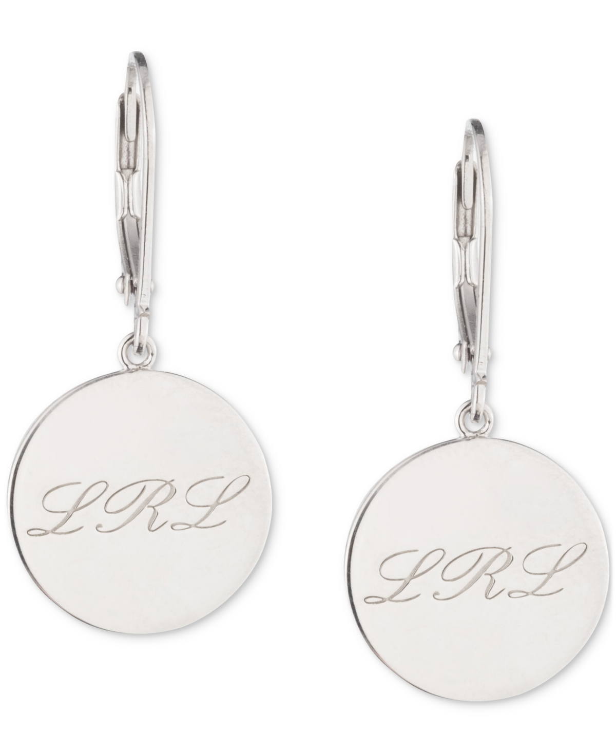 Ralph Lauren Sterling Silver Logo Script Drop Earrings