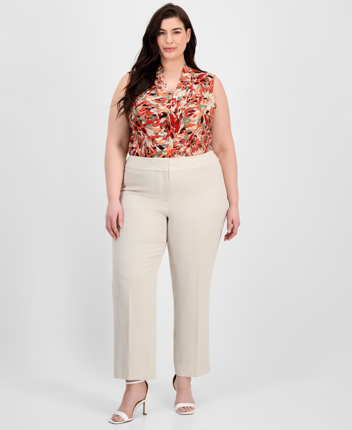 Plus Size High-Rise Slim-Leg Pants - Parchment