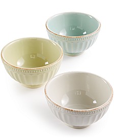 French Perle Groove Collection Stoneware 3-Pc. Mini Bowls Set