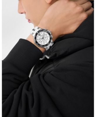 Men's Titan Chronograph Date Quartz White Silicone Strap Watch, 46mm