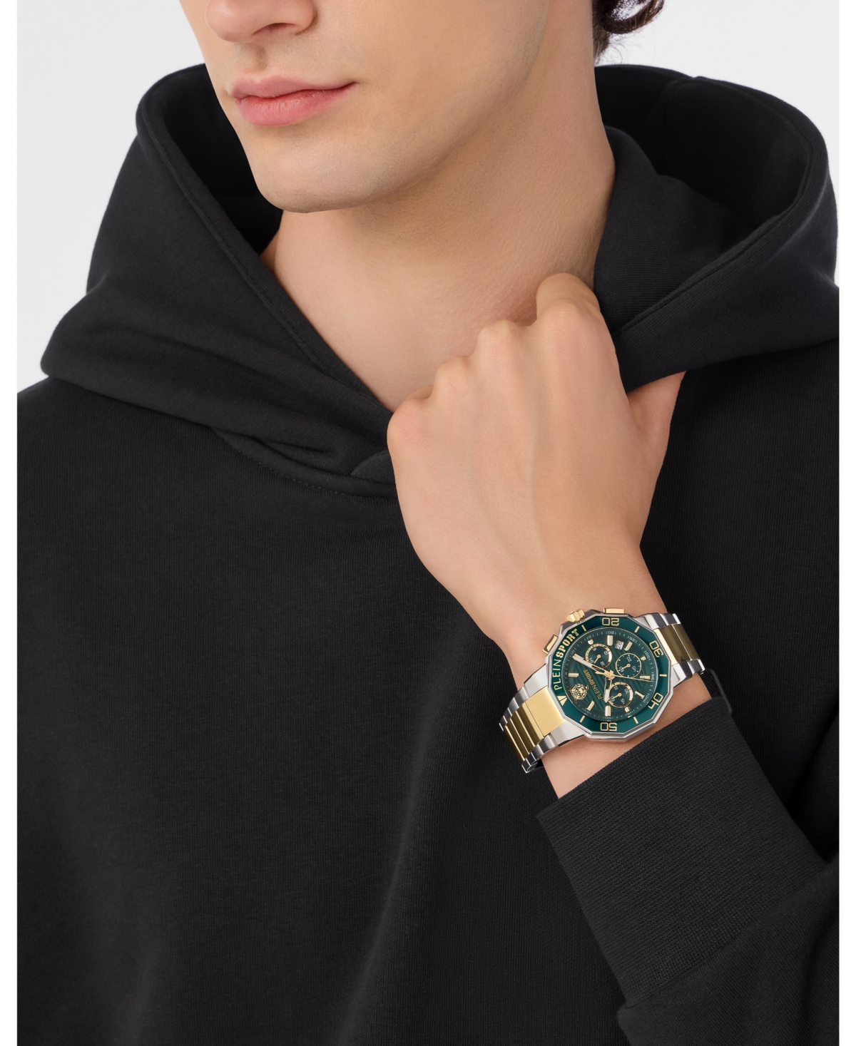 Plein Sport Men's Titan Chronograph Date Quartz Two-tone Bracelet Watch, 46mm In Two Tone