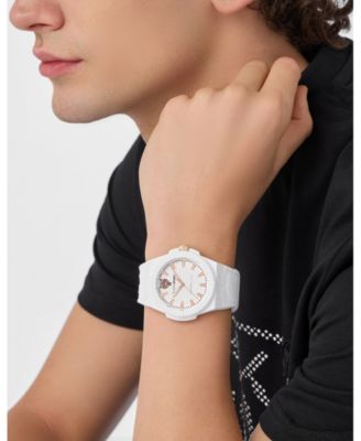 Men's Laserstrike Three Hand Quartz White Silicone Strap Watch, 42mm