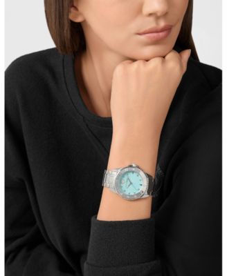 Women's Glam Three Hand Quartz Stainless Steel Bracelet Watch, 40mm