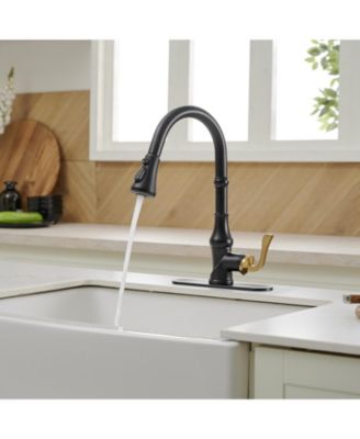 Single-Handle Pull-Down Sprayer and 3 Spray Modes High Arc Kitchen Faucet
