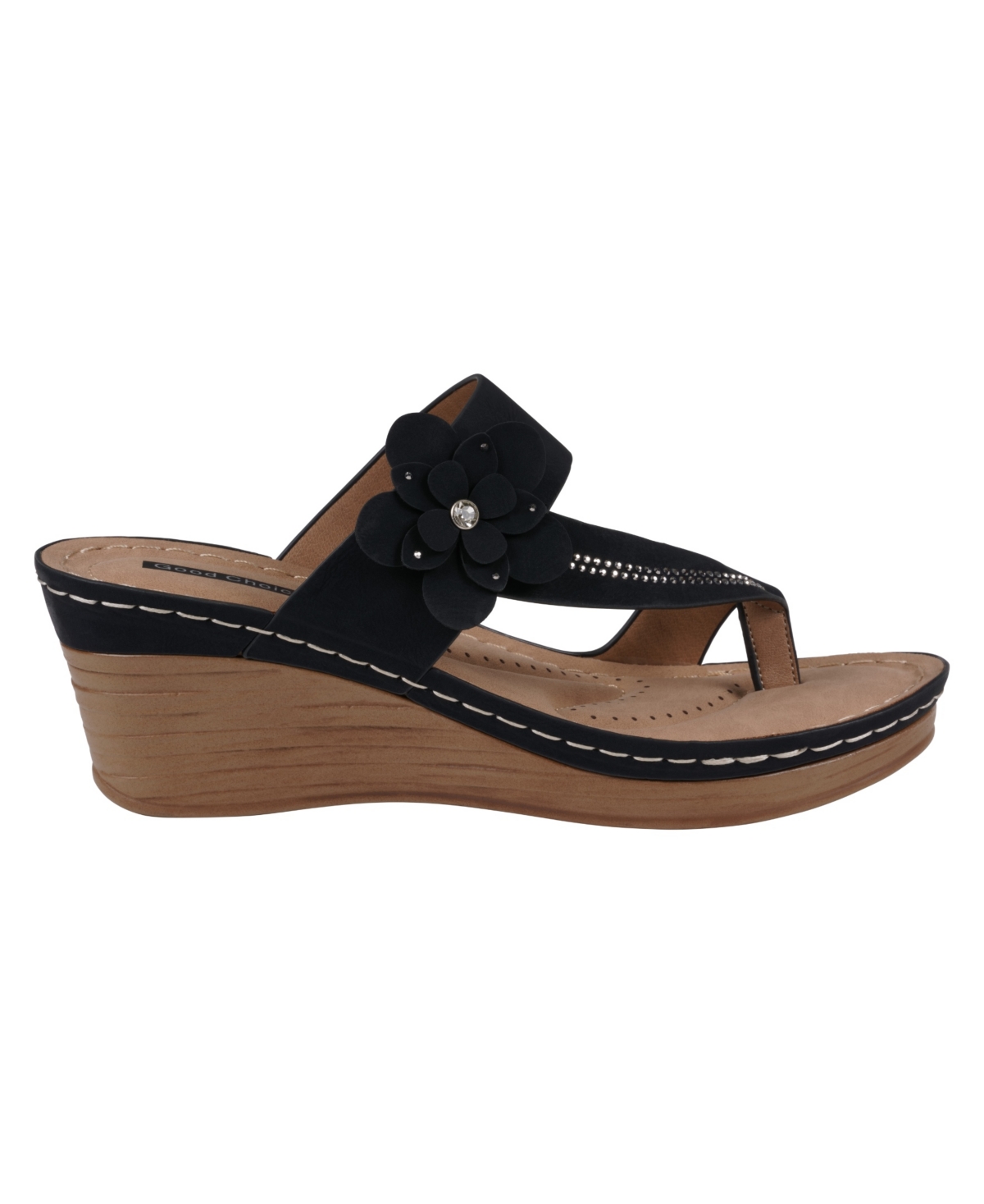 Gc Shoes Women's Taryn Floral Wedge Sandals In Black