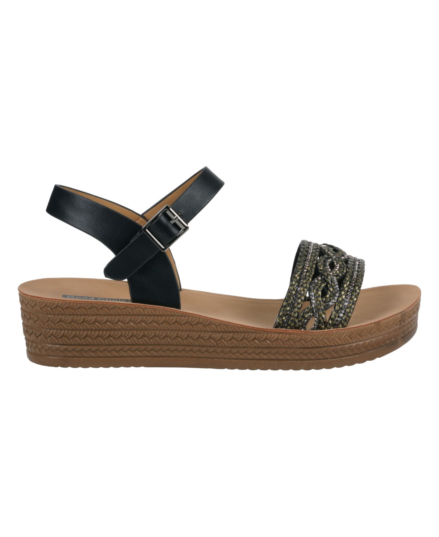 Женские сандалии GC Shoes Fay Embellished Wedge, цвет: Чёрный — фото 2
