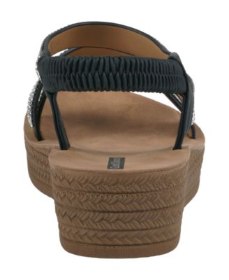 Women's Ruby Embellished Cross Strap Wedge Sandals