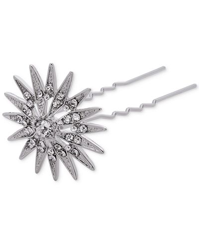 Nina Silver-Tone Set of Three Crystal Starburst Hairpins