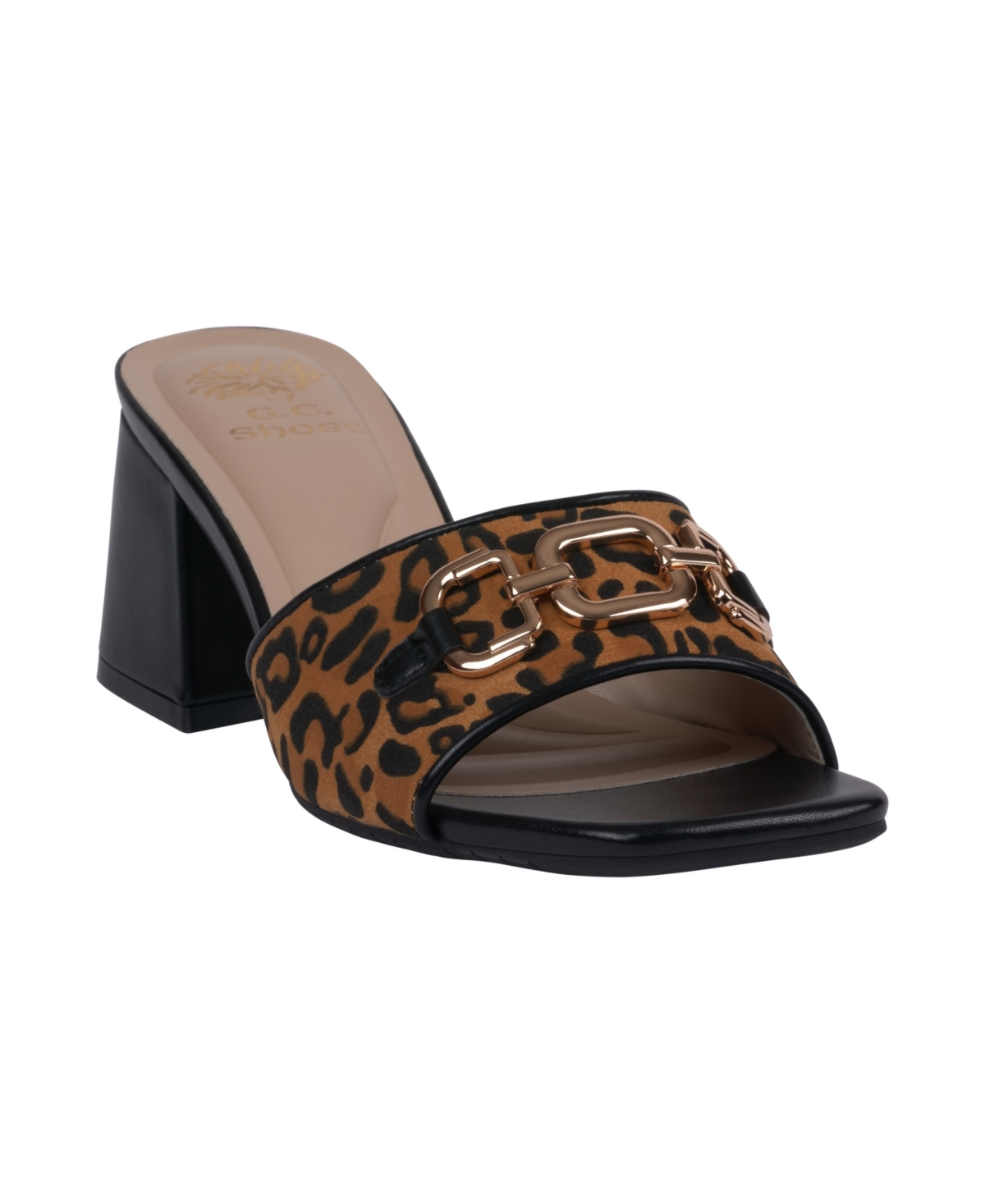 Gc Shoes Wanda Block Heel Sandal In Black Leopard