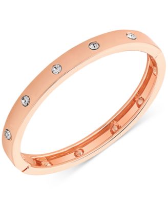 GUESS Rose Gold-Tone Hinge Bracelet with Clear Stones - Macy's