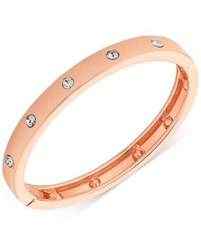 Rose Gold-Tone Hinge Bracelet with Clear Stones