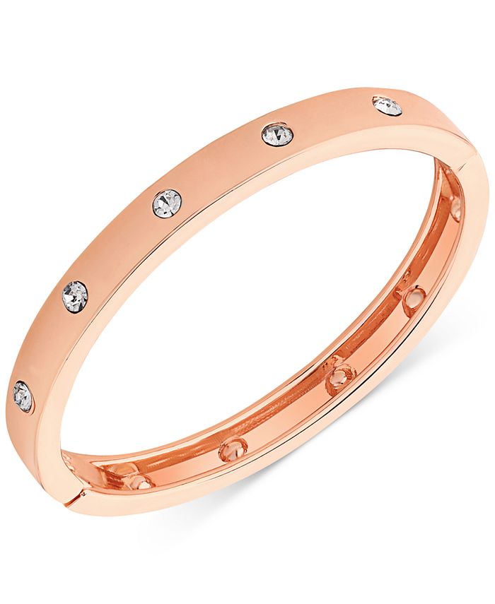 GUESS - Rose Gold-Tone Hinge Bracelet with Clear Stones