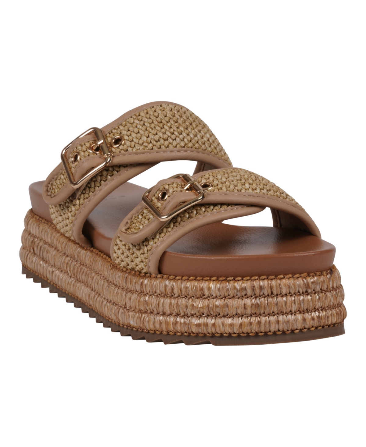 Women's Lorena Woven Double Band Slide Platform Sandals - Natural