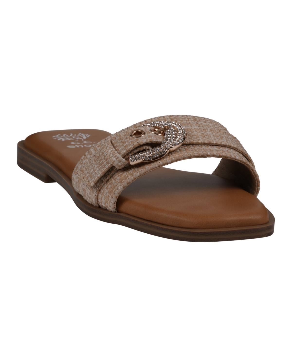 Women's Kenna Embellished Buckle Flat Sandals - Tan