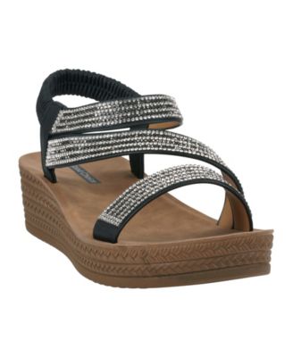 Women's Ruby Embellished Cross Strap Wedge Sandals