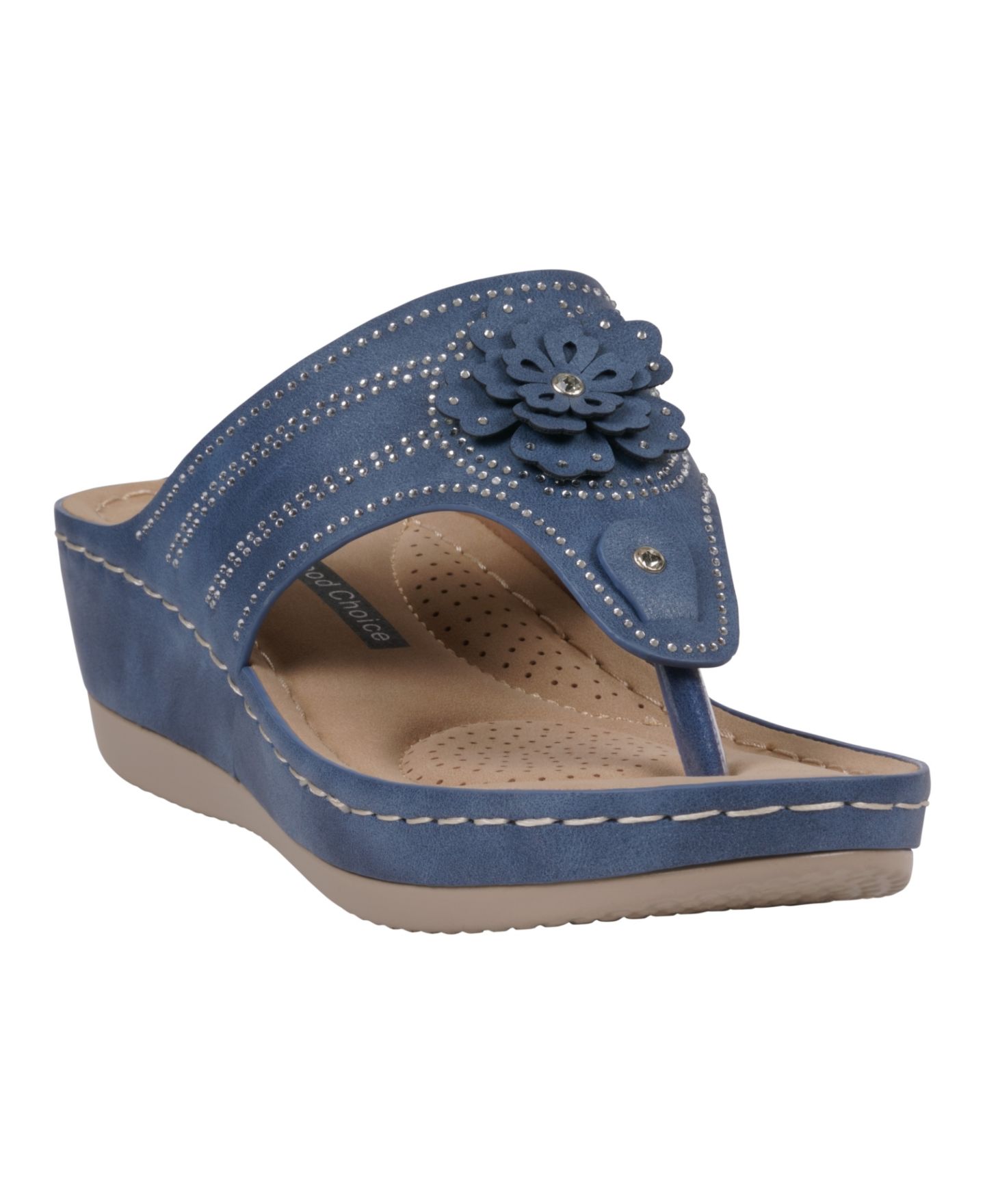 Женские сандалии GC Shoes Cora Embellished Floral Wedge, цвет: Синий — фото 1