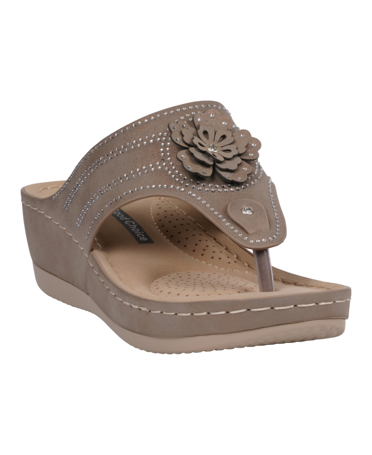 Women's Cora Embellished Floral Wedge Sandals - Bronze