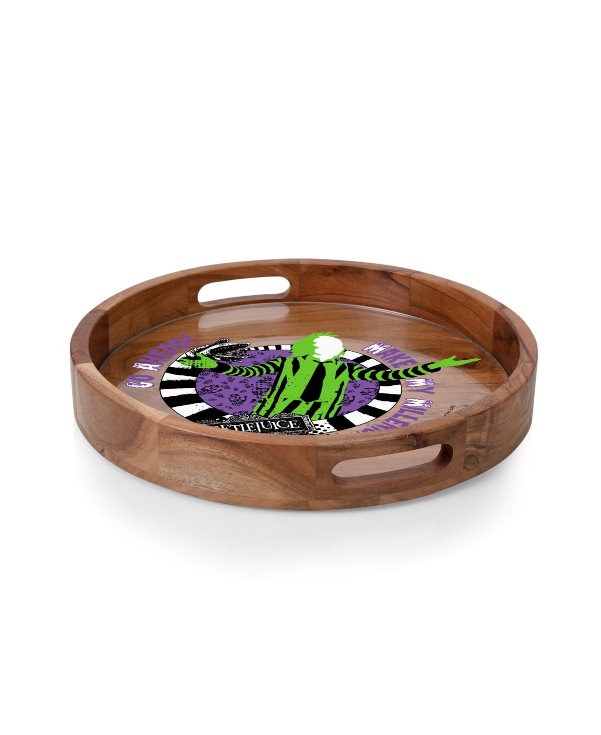 Toscana Beetlejuice Make My Millenium Barista Serving Tray With Glass Insert In Brown