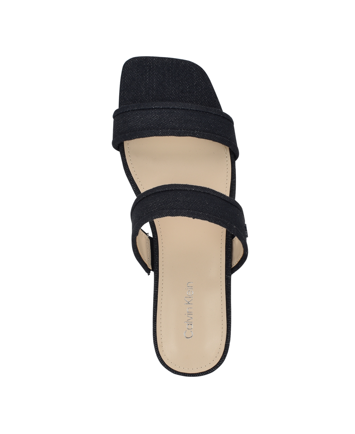 Calvin Klein Felisa Two-strap Sandal In Dark Blue Denim
