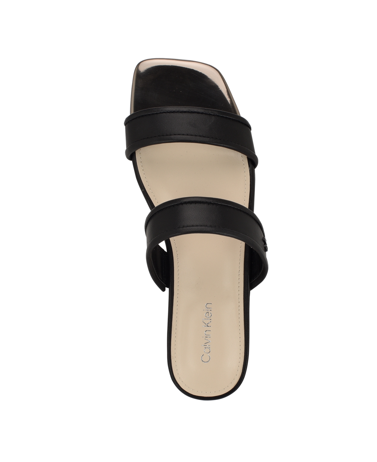 Calvin Klein Felisa Two-strap Sandal In Black Leather