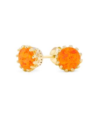 Crown Set Opal Solitaire Stud Earrings in Plated Sterling