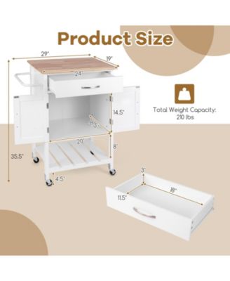 Rolling Kitchen Island Cart with Drawer and Towel Rack