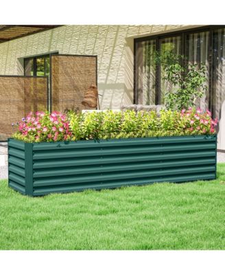 8x2x1ft Galvanized Raised Garden Bed Large Elevated Planter Box for Outdoor Gardening