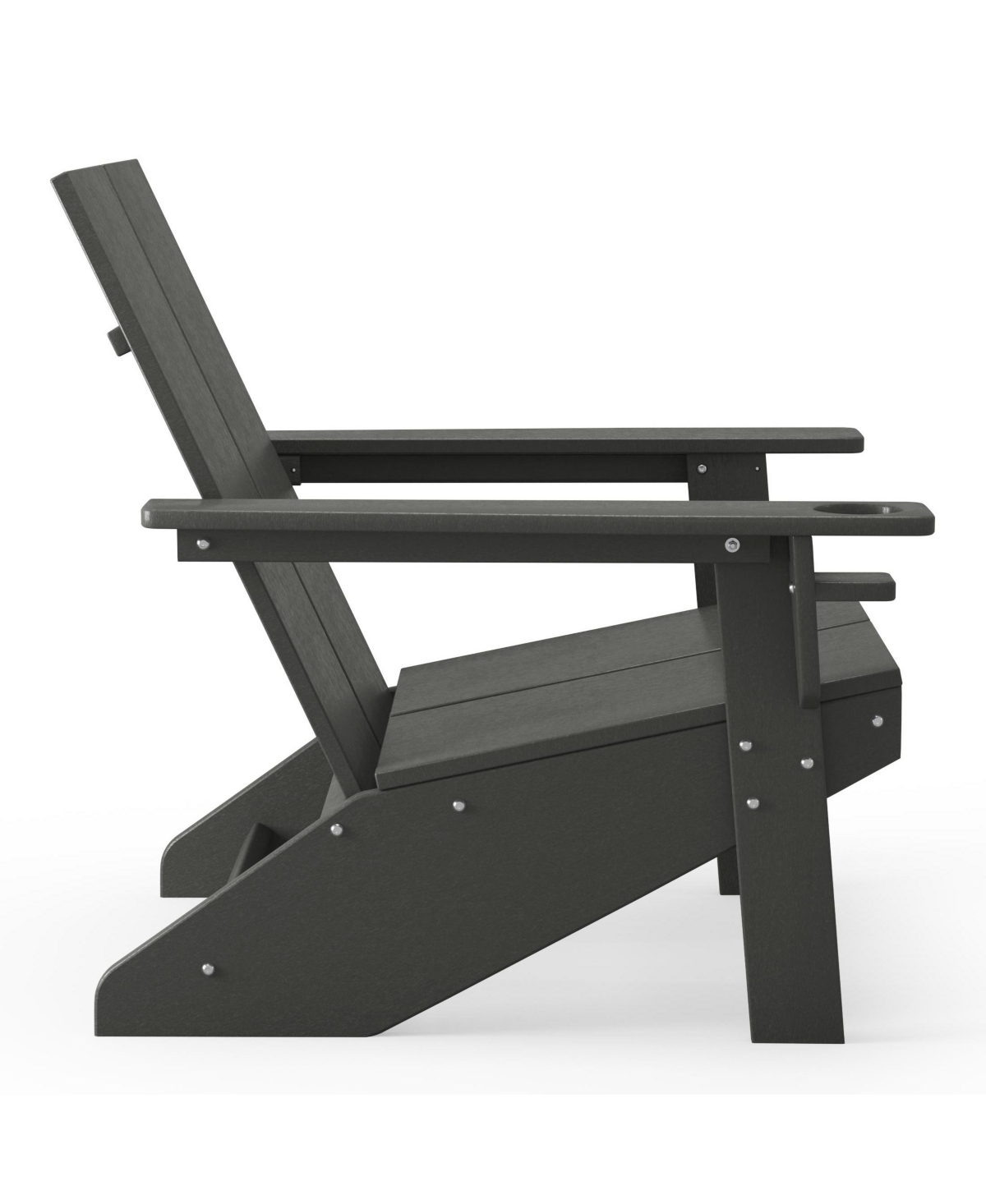 Outdoor Hdpe Modern Adirondack Chair with Folding Patio Ottoman and Cup Holder