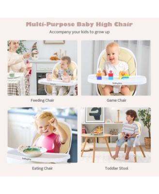 Kids 4-in-1 Convertible High Chair Feeding Chair with Adjustable Tray
