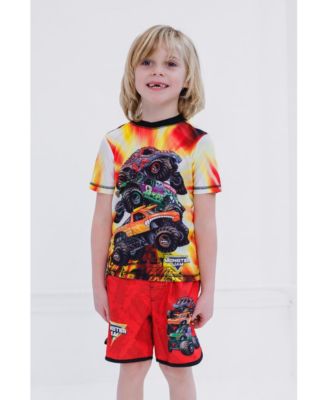 Boys Pullover Rash Guard and Swim Trunks Outfit Set
