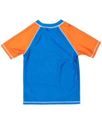 Toddler Boys UPF 50+ Pullover Rash Guard and Swim Trunks Outfit Set to