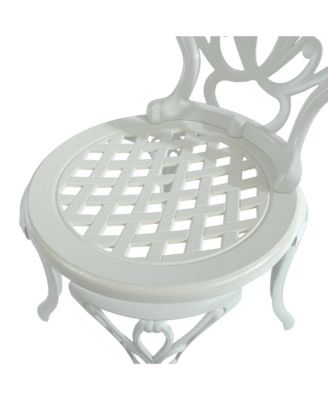 Patio Dining Chair Set of 2, Cast Aluminium Outdoor Chairs Outdoor Bistro Chairs, White