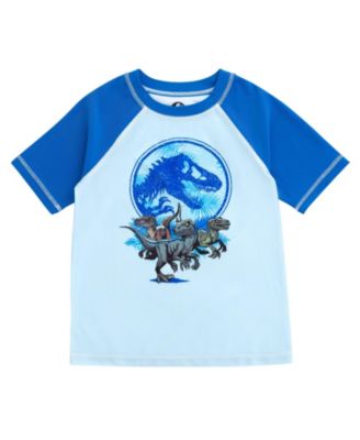 Boys Jurassic World Dinosaur Rash Guard and Swim Trunks Outfit Set to