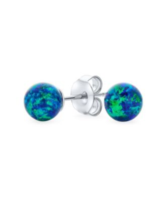 Minimalist Round Opal Ball Stud Earrings in Sterling Silver 6MM