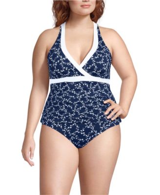 Plus Size V-Neck Halter Tankini Top