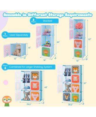 8-Cube Kids Wardrobe Closet with Clothes Hanging Section and Doors