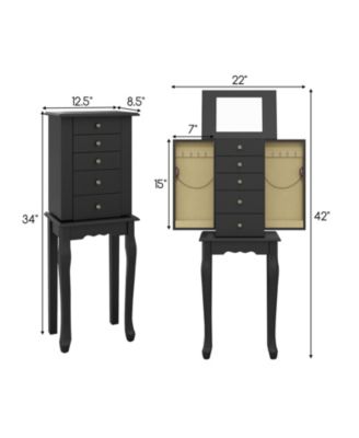 2 Colors Armoire Storage Standing Jewelry Cabinet with Mirror