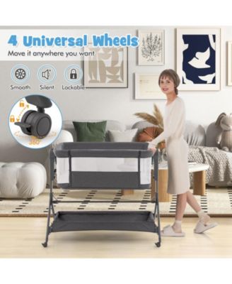 Kids Height Adjustable Bedside Sleeper with Storage Bag and Soft Mattress