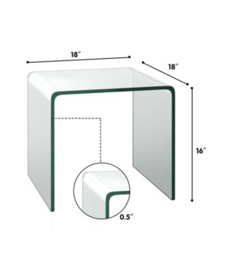 18 x 18 x 16 Inch Tempered Waterfall End Table with non-Slip Pad