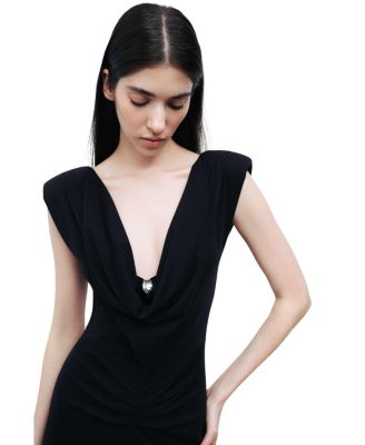 Women's Padded Shoulder Maxi Dress