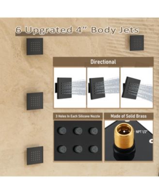 LED Lights, Body Jets and Slide Bar Thermostatic Flush Ceiling Mounted Complete Shower System