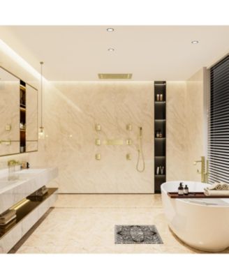 LED Lights, Body Jets and Slide Bar Thermostatic Flush Ceiling Mounted Complete Shower System