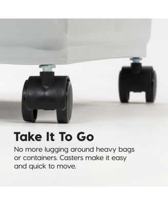 USA 54Lbs Dog Food Storage Container 2-Pack with Wheels, Airtight Lid, 2-Cup Scoop, Gray/Dark Gray