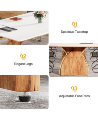 6FT Conference Table for 6-8 People, Meeting Table with Crossed Legs, Industrial Business Training Desk for Office Conference, Meeting Room