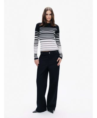 Women's Striped Crocheted Knitted Sweater