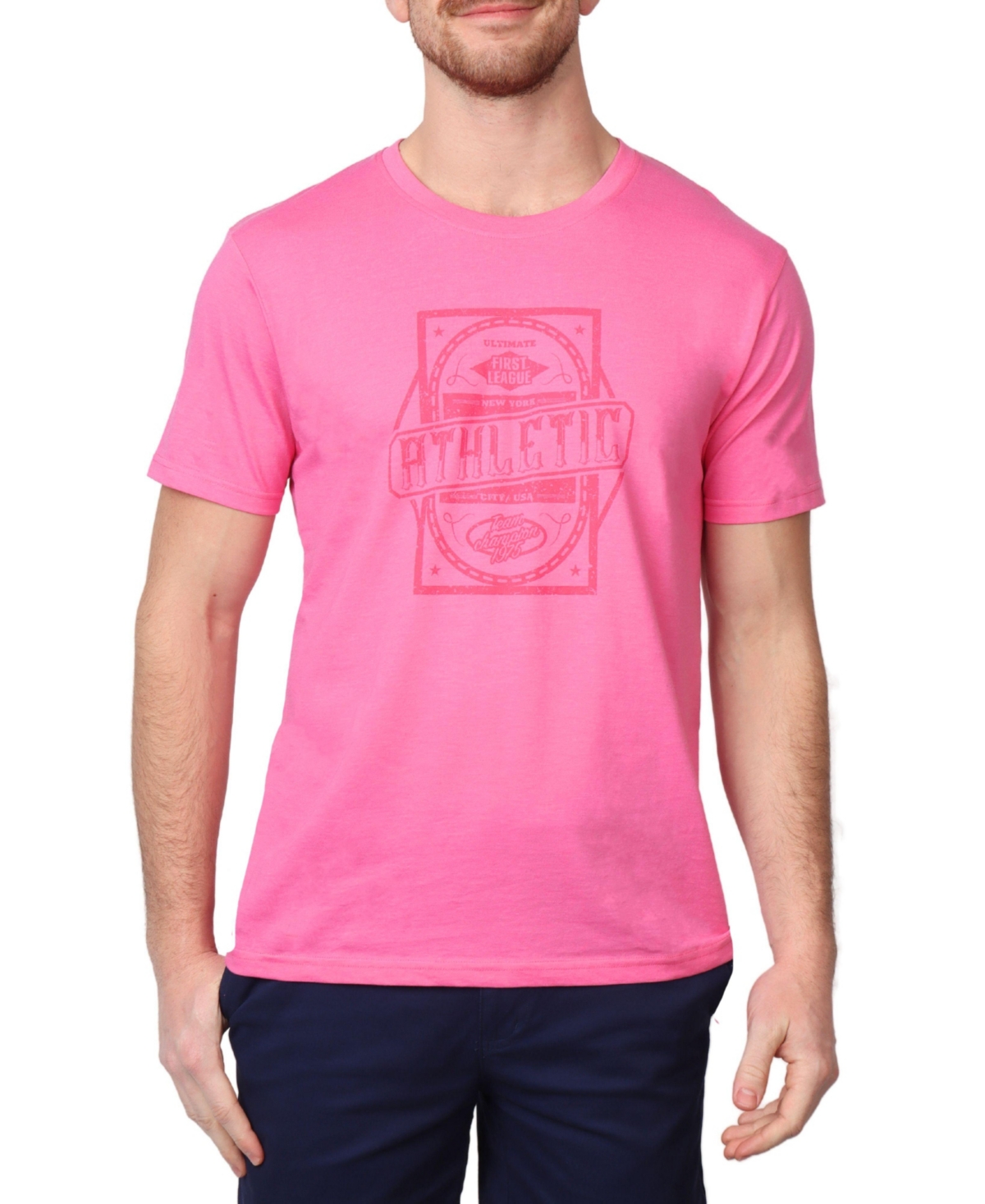 Men's First League Vintage Graphic T-Shirt - Punch pink