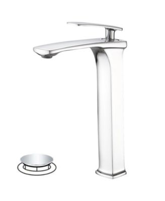 Single Hole Single Handle Bathroom Vessel Sink Faucet With Pop Up Drain Without Overflow In Polished Chrome