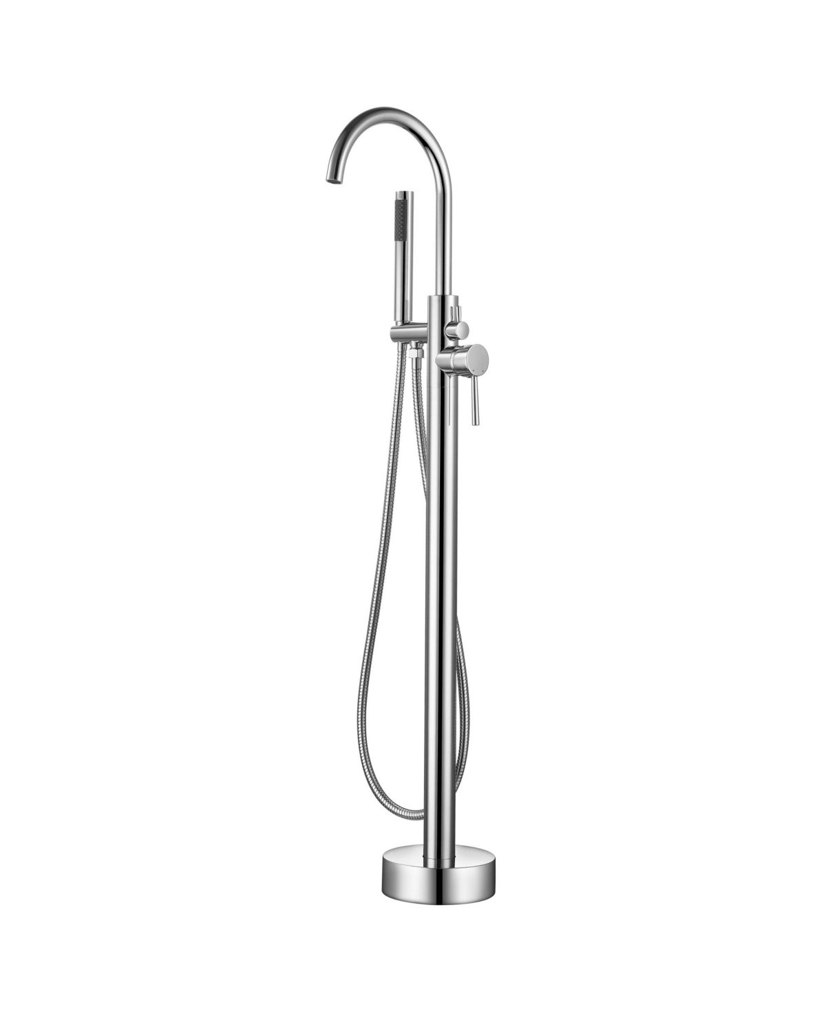 Freestanding Bathtub Faucet with Brass and Stainless Steel Construction, 59" Stainless Steel Shower Hose - Chrome